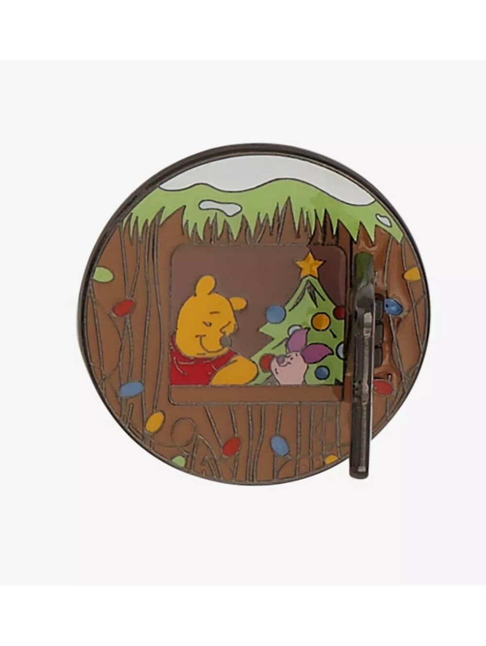 Disney Winnie The Pooh Christmas Window Enamel Pin